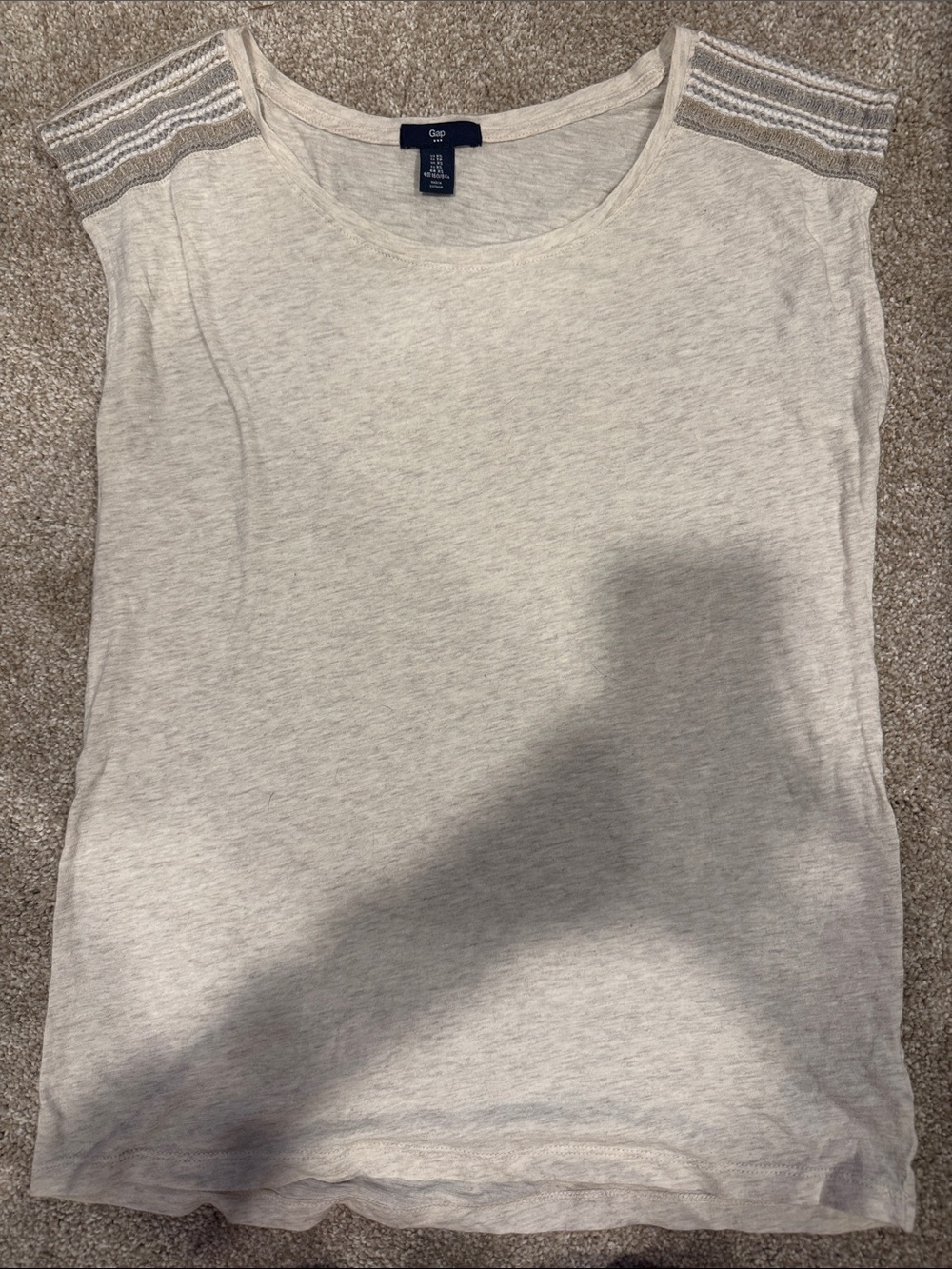 GAP Heather Gray Sleeveless Knit Tank with Beaded Shoulder Detail